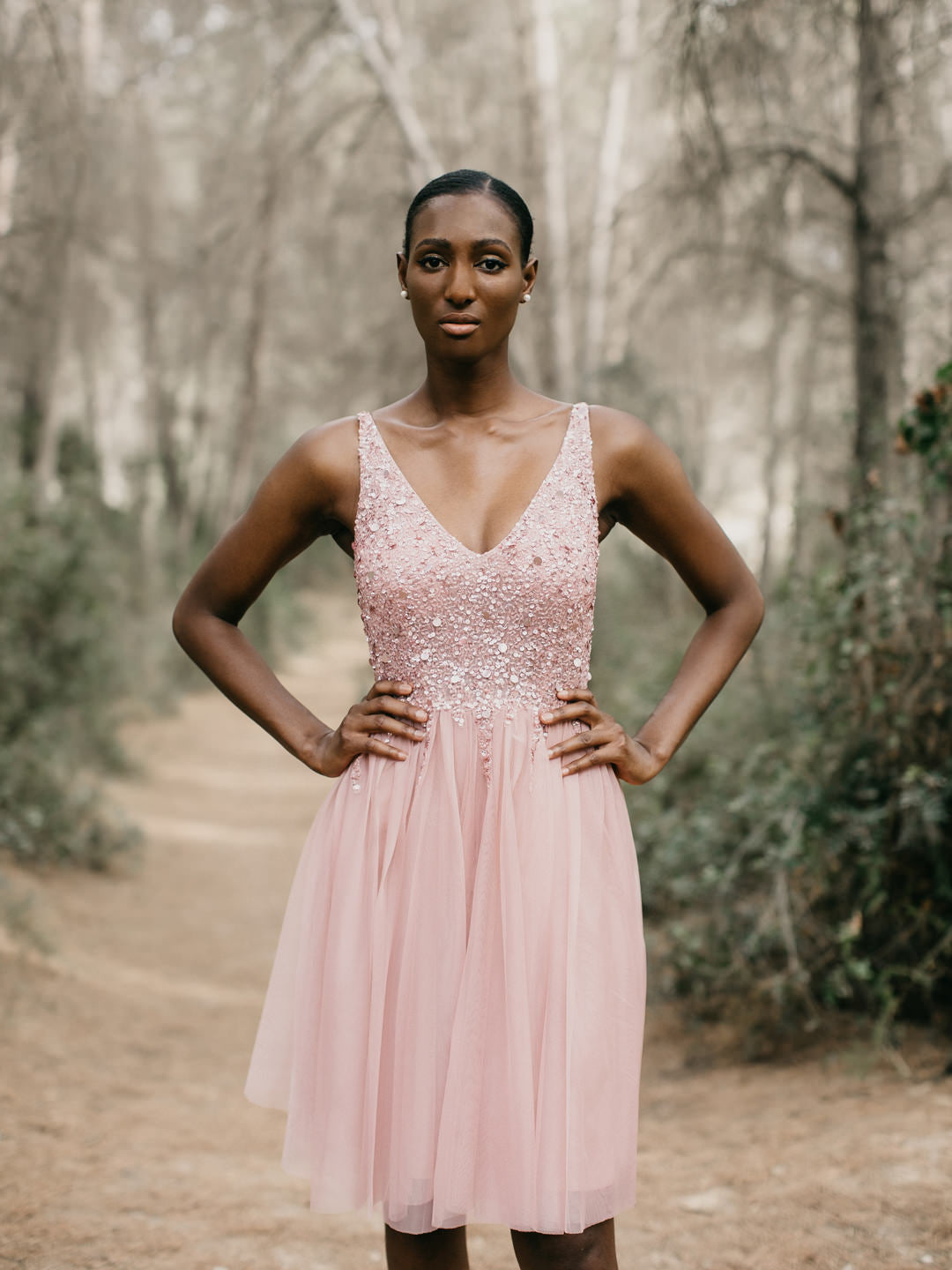 Mini Sparkling Formal Dresses with Hand-Beaded Corset in Frosty Shade-0