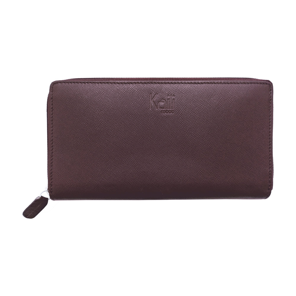K10838XB | Portafogli Donna in Saffiano Vera Pelle. Colore Bordeaux. 6 slot per carte di credito. Dimensioni da chiuso: cm 18,5 x 10 x 2,5. Confezione: Gift Box rigido fondo/coperchio-0