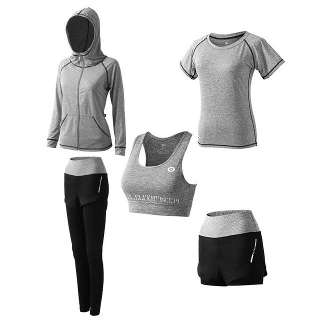 5-Piece Women’s Yoga Set – Quick Dry Fitness & Running Sportswear