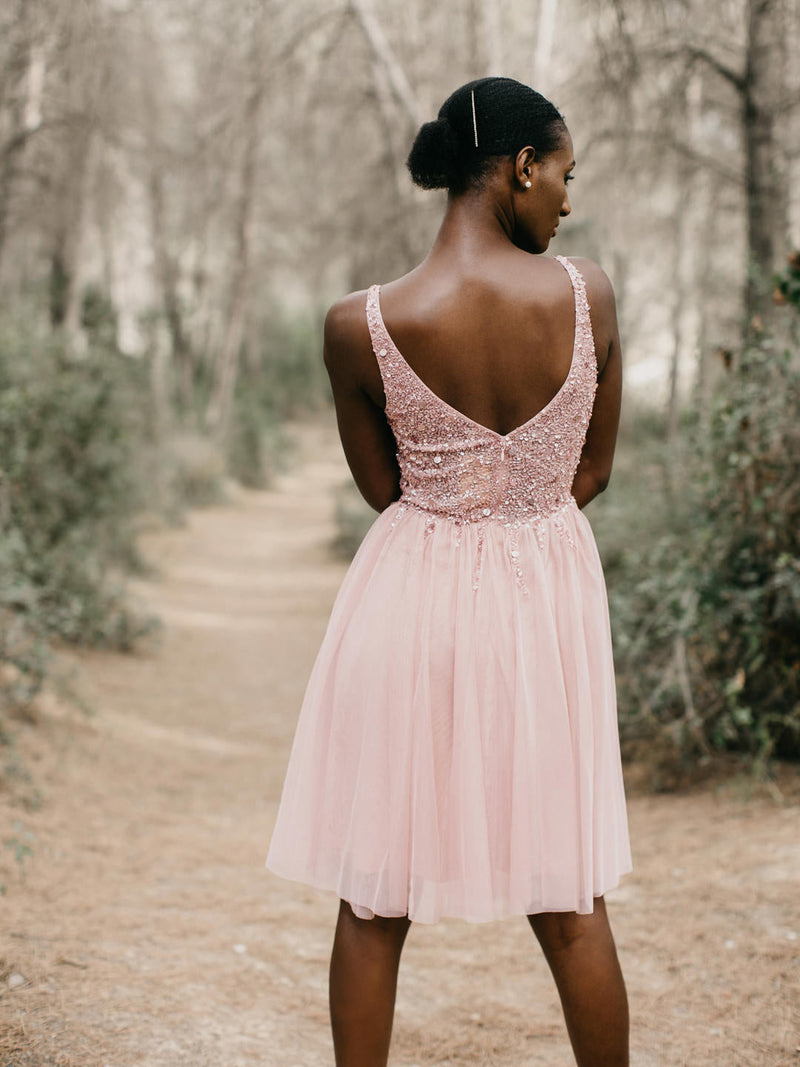 Mini Sparkling Formal Dresses with Hand-Beaded Corset in Frosty Shade-2