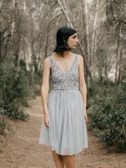 Mini Sparkling Formal Dresses with Hand-Beaded Corset in Frosty Shade-5