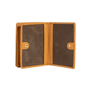RB1080GCQ | Portafogli Donna Made in Italy in Vera Pelle grana Dollaro. Colore Cuoio. Dimensioni (da chiuso): cm 13 x 9 x 2,5-2