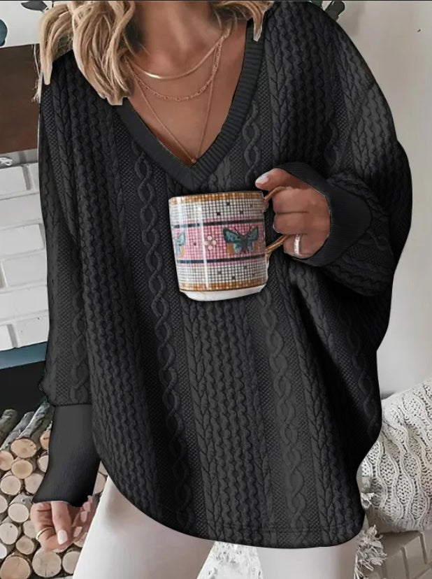Long Sleeved V-neck Sweatshirt