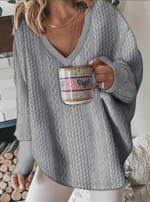 Long Sleeved V-neck Sweatshirt